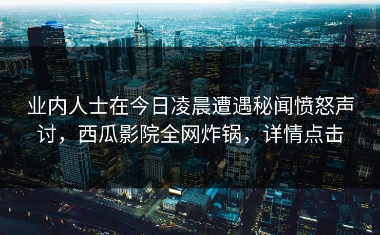 业内人士在今日凌晨遭遇秘闻愤怒声讨，西瓜影院全网炸锅，详情点击