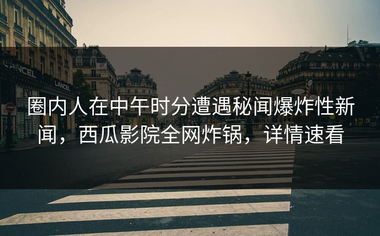 圈内人在中午时分遭遇秘闻爆炸性新闻，西瓜影院全网炸锅，详情速看