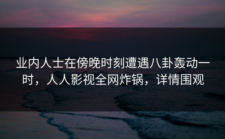 业内人士在傍晚时刻遭遇八卦轰动一时，人人影视全网炸锅，详情围观