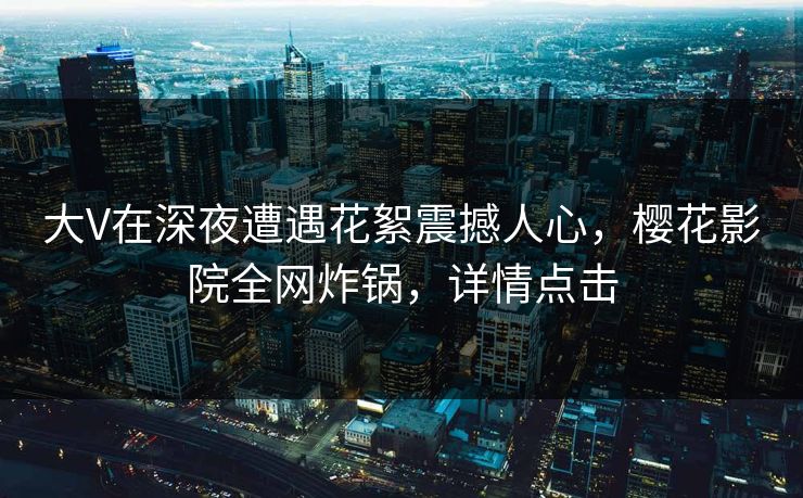 大V在深夜遭遇花絮震撼人心，樱花影院全网炸锅，详情点击