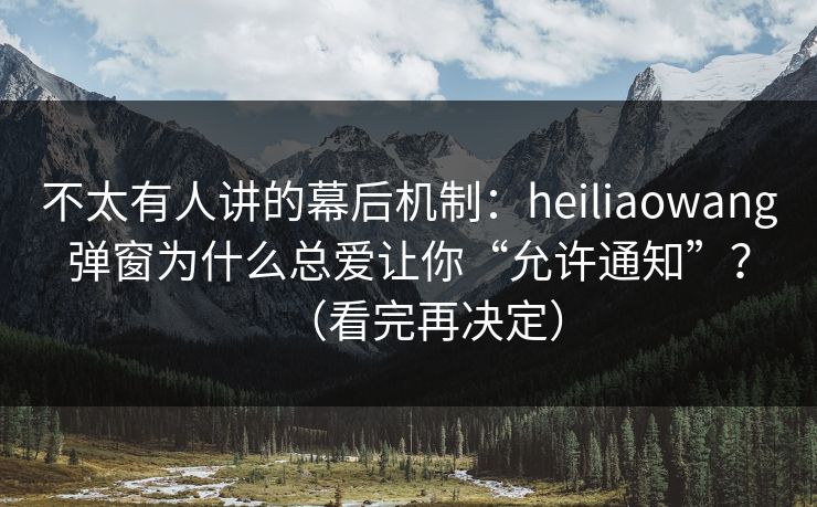 不太有人讲的幕后机制：heiliaowang弹窗为什么总爱让你“允许通知”？（看完再决定）